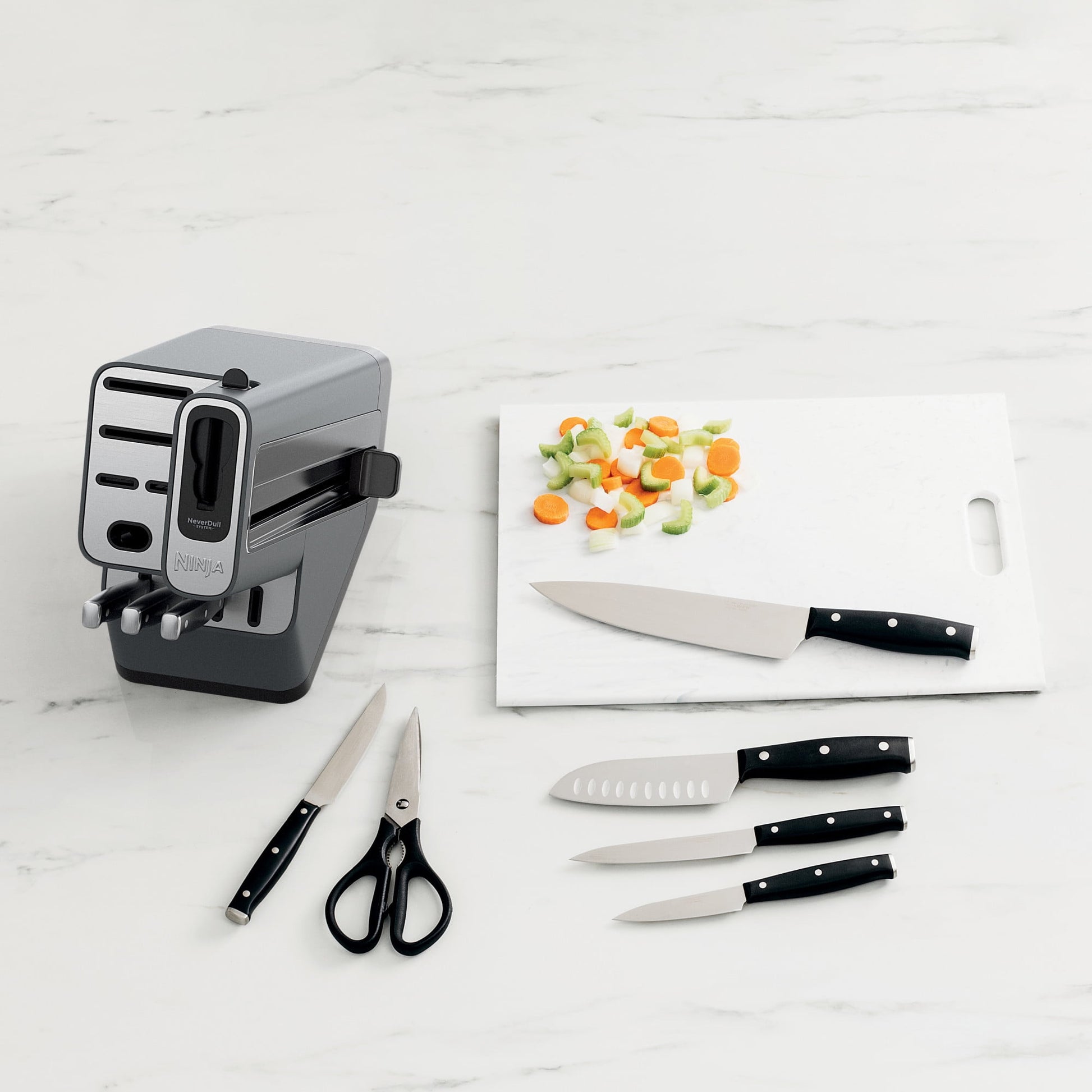 Foodi Neverdull 10-Piece Essential Knife System with Sharpener, Stainless Steel, K12010