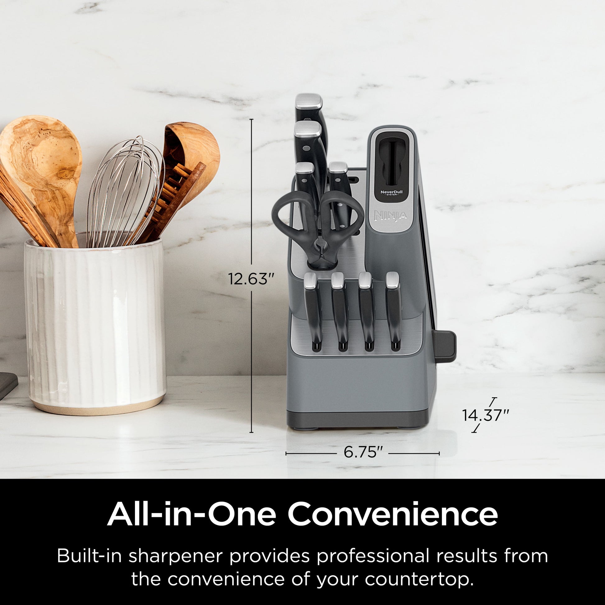 Foodi Neverdull 10-Piece Essential Knife System with Sharpener, Stainless Steel, K12010